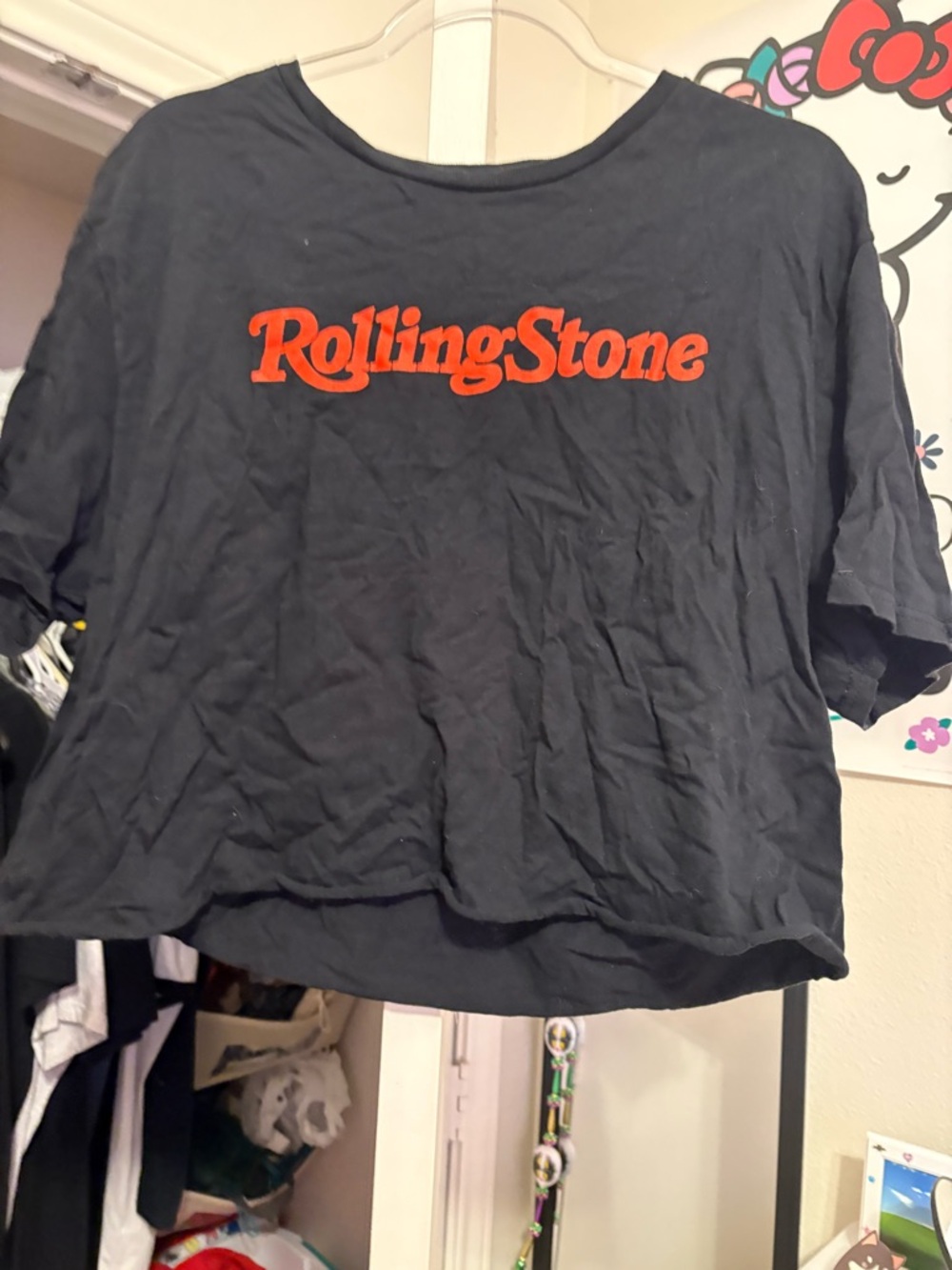 the Rolling Stones Black Tee with Red Graphic Accent